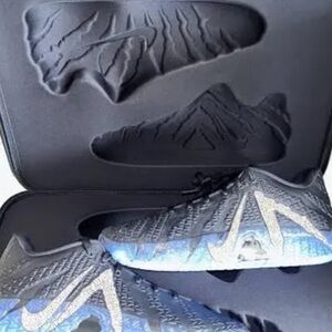 Athletic Sneakers with Blue Gradient and Silver Accents